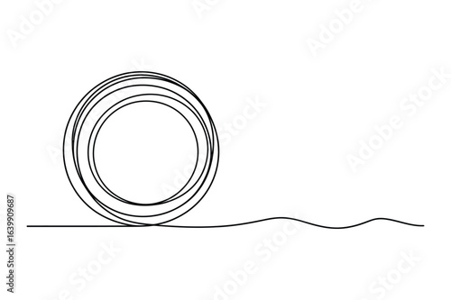 Minimalist One Line Drawing of a Plate – Continuous Line Kitchenware Illustration