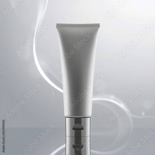 Silver cosmetic tube mockup.