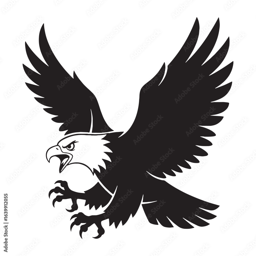 Fototapeta premium Commanding Presence Eagle Silhouette – Eagle Vector Artwork for Creative Branding – Eagle Illustration – Bird Silhouette – Silhouette of Eagle