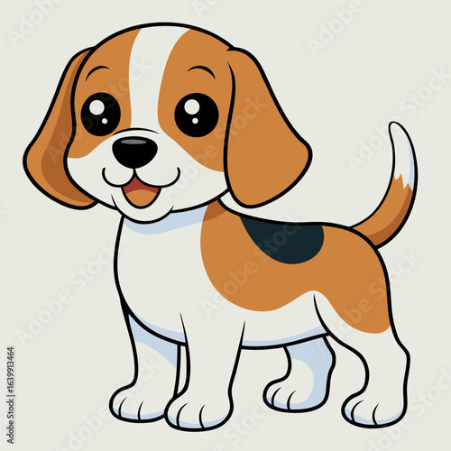 Vector illustration of a cartoon beagle puppy