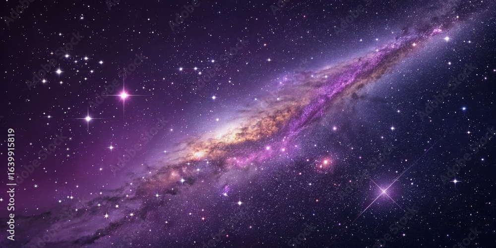 Fototapeta premium Purple Galaxy Starry Night, Space, Cosmos