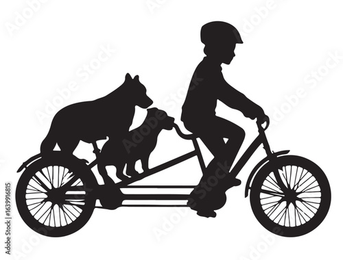 Dog playing in silhouette on white background