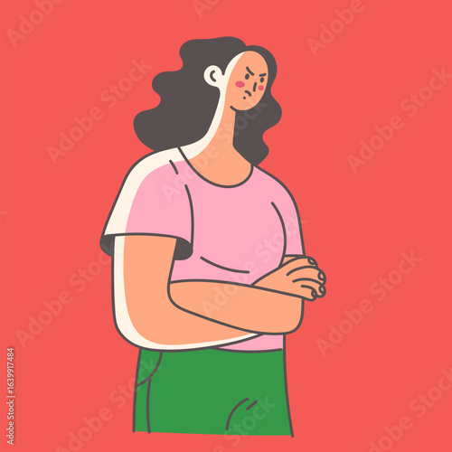 Angry sad upset yelling people line art flat style simple design concept. Vector cartoon graphic illustration