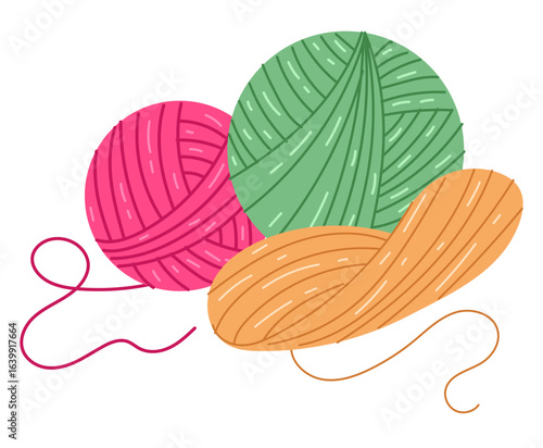 Yarn with different colors cartoon style simple design concept. Vector cartoon graphic illustration