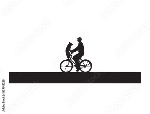 Dog playing in silhouette on white background
