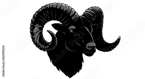 Fantasy gold ram and black sheep animal vector illustration with ancient Chinese tattoo culture