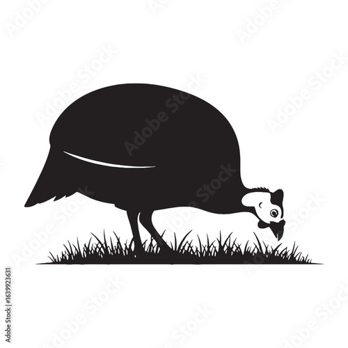 Bold Form Guinea Fowl Silhouette – Guinea Fowl Vector Art for Visual Communication – Black Vector of Guinea Fowl

