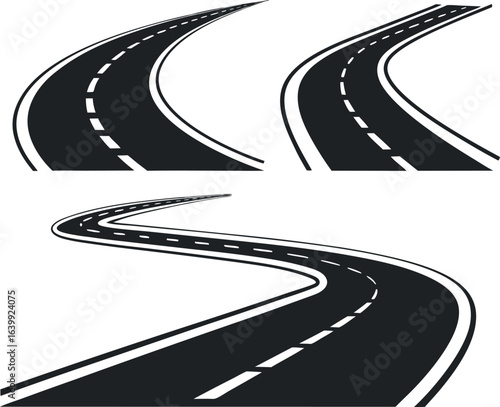 Vector artwork of a road or highway, with clear isolation on a transparent background.