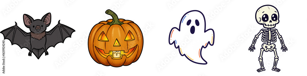 Fototapeta premium set of halloween symbols isolated on white