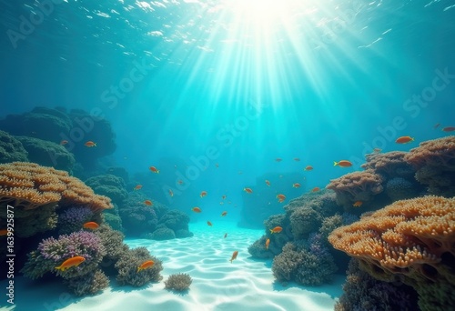 Wallpaper Mural vibrant coral reef under crystal clear water tropical paradise scene marine life colorful fish, underwater, ocean, biodiversity, sea, algae, flora, fauna Torontodigital.ca