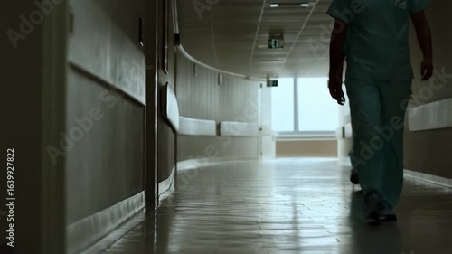 Hospital Corridor: Doctors Walking Away