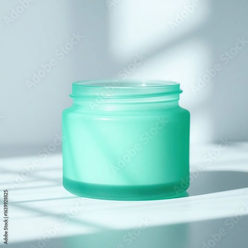Teal Cream Jar with Light Background.