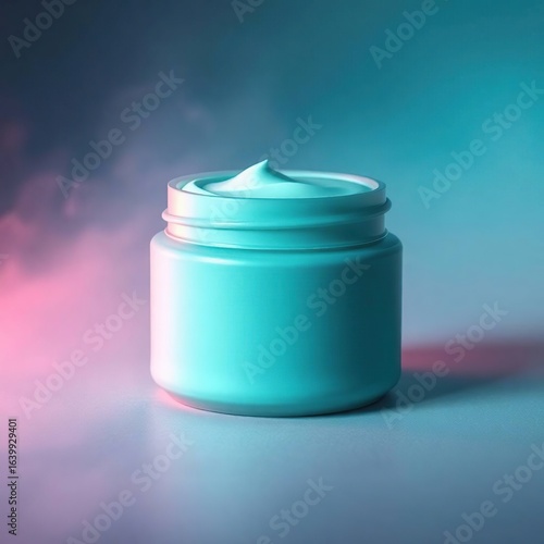 Teal Cream Jar with Neon Glow.