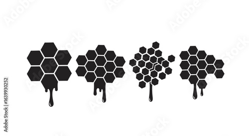 Honeycomb dripping honey abstract pattern silhouette