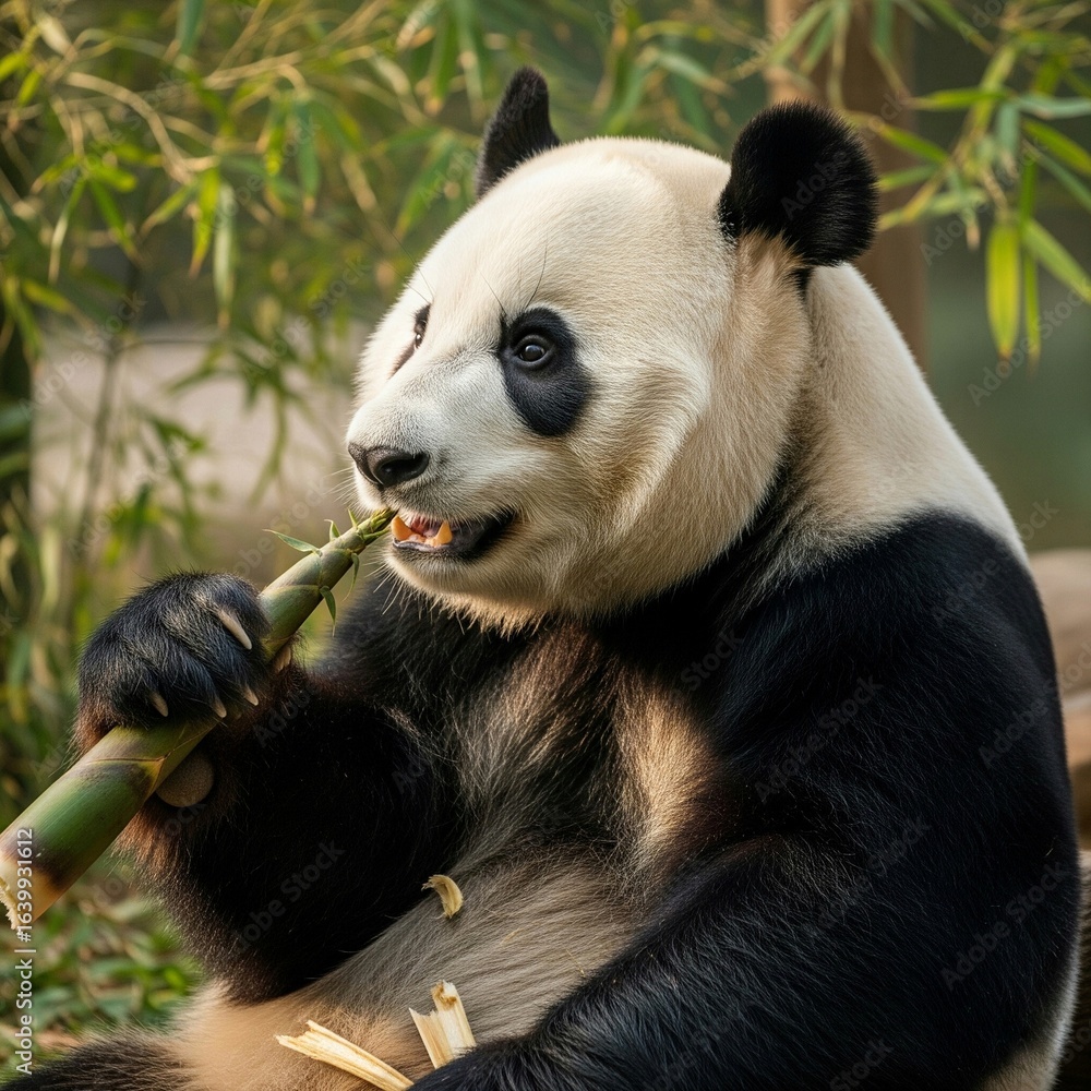Fototapeta premium panda eating bamboo