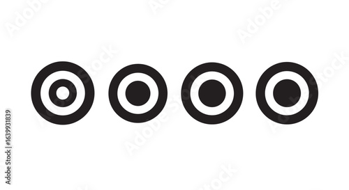 Four concentric circle targets in a row silhouette