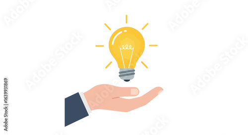Hand holding a light bulb idea