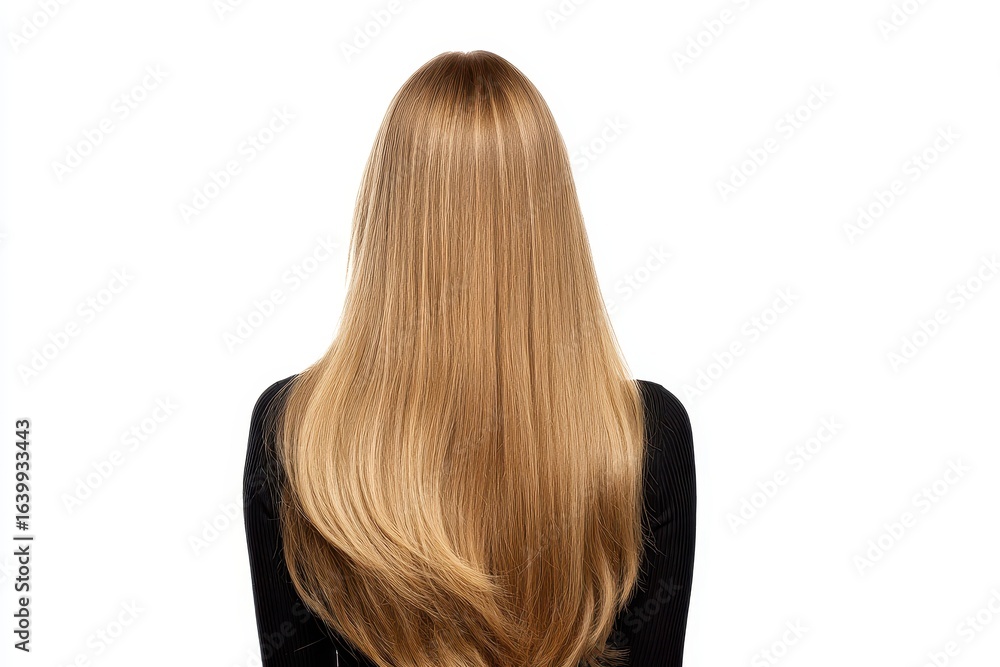 Naklejka premium Long hair of a woman on a white background