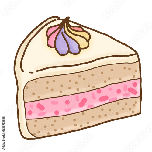 Vanilla cake stuffed with strawberries and rainbows