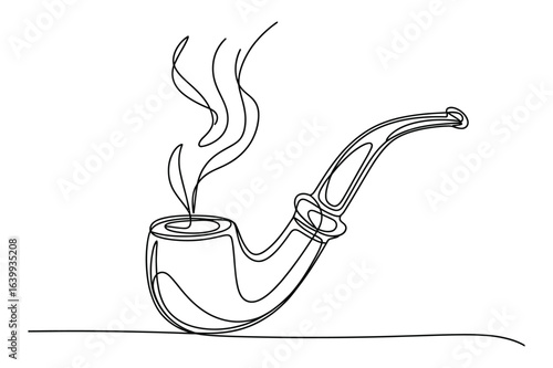 Smoking Pipe One Line Drawing Vector Illustration