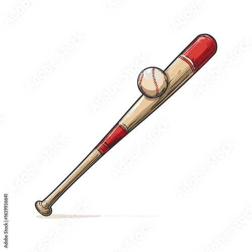 Wooden baseball bat hitting a baseball during a game in a sunny park setting