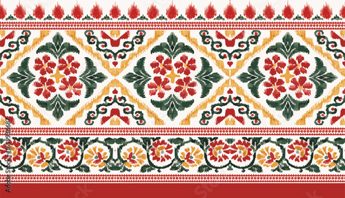abstract seamless hand drawn ethnic border design. traditional mughal border. azetec pattern border design. Geometric Vector Textile Border Design. saree print.
