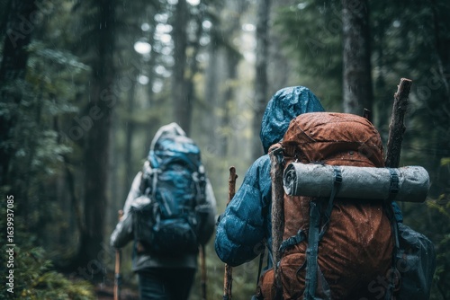 Wallpaper Mural Nature lovers enjoy trekking through the woods with gear Torontodigital.ca