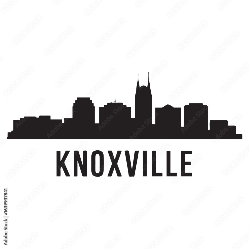 Knoxville skyline silhouette. Black Knoxville city. Vector black silhouette. with white background.