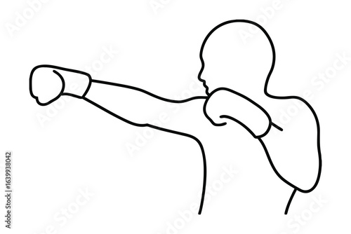 Minimalist single line drawing a boxer throwing a punch boxing fighter