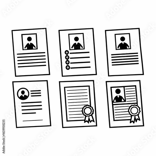 Illustration of job applications and resumes isolated on white background, representing career opportunities