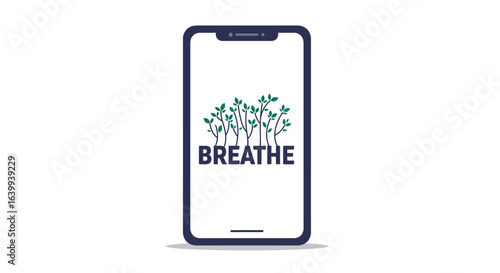 Minimalist nature app design with tree icon and breathe text