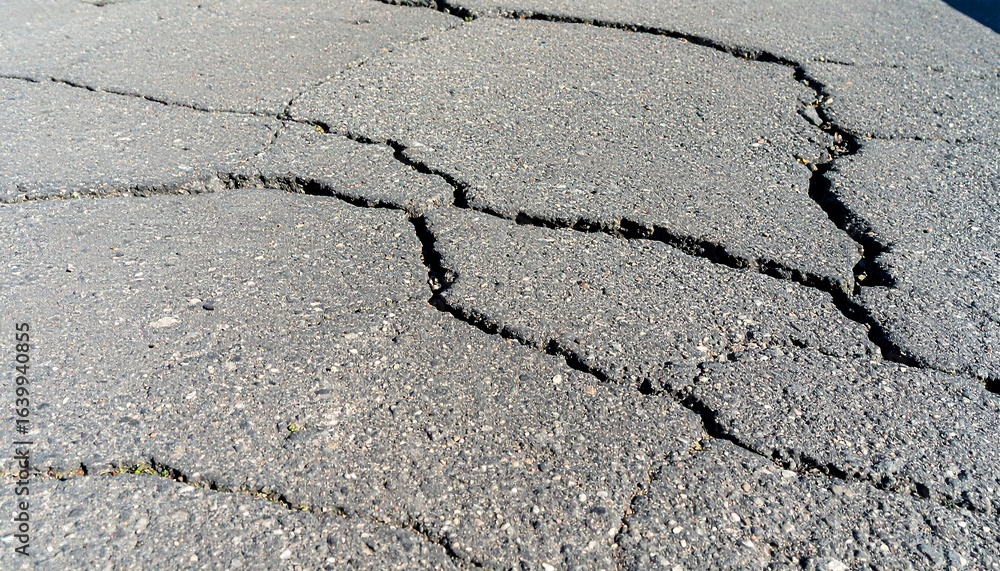 Obraz premium Damaged asphalt road surface cracks