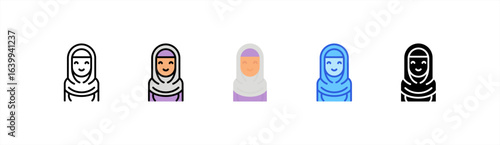Muslimah icon set multiple style collection