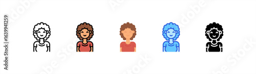 Woman icon set multiple style collection