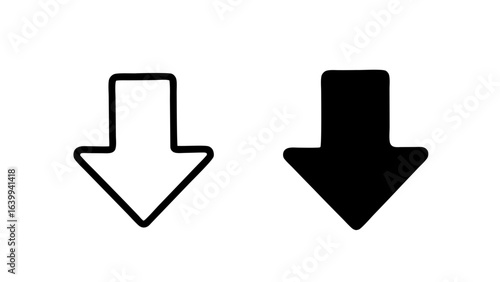 Download Arrow Icon in Outline and Solid Black Vector Style