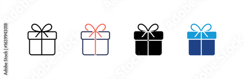 Gift Box icon set multiple style collection