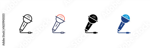 Microphone icon set multiple style collection