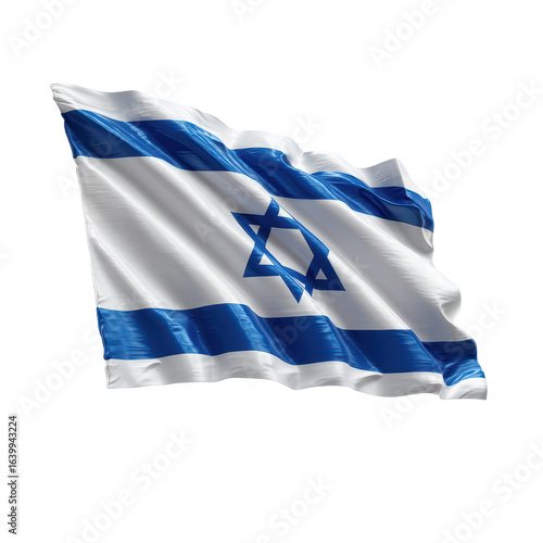 Waving national flag of Israel against a clear sky, representing national identity and pride