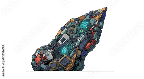 Futuristic cyborg arm with tech elements and circuitry in detailed art style