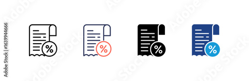 Receipt icon set multiple style collection
