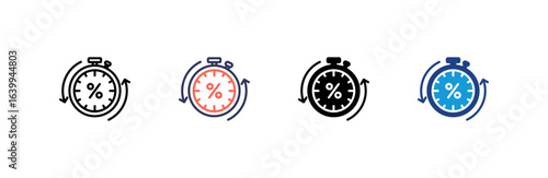 Chronometer icon set multiple style collection