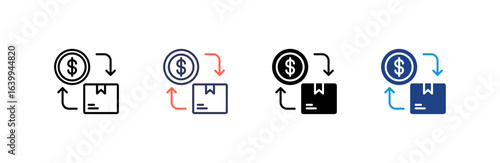 Cash On Delivery icon set multiple style collection