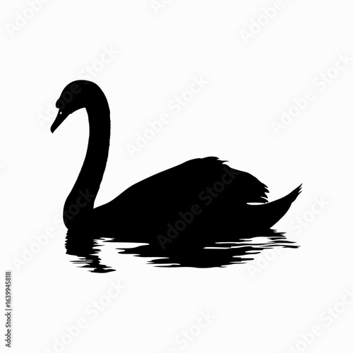 Swan Simple Black Single Icon Concept, Wild Lover Swan  Vector, Black Swan, Swan Silhouette Isolated Sign Design Element Logotype Style Art