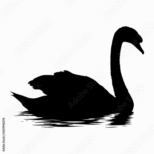 Swan Simple Black Single Icon Concept, Wild Lover Swan  Vector, Black Swan, Swan Silhouette Isolated Sign Design Element Logotype Style Art