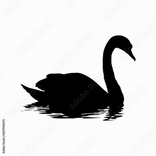 Swan Simple Black Single Icon Concept, Wild Lover Swan  Vector, Black Swan, Swan Silhouette Isolated Sign Design Element Logotype Style Art