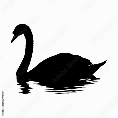 Swan Simple Black Single Icon Concept, Wild Lover Swan  Vector, Black Swan, Swan Silhouette Isolated Sign Design Element Logotype Style Art