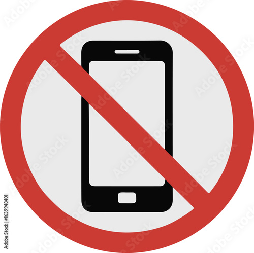 No phone sign symbol prohibiting use of smartphone devices within restricted areas