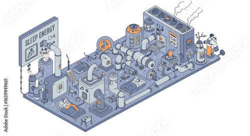 Isometric sleep energy factory: quirky machines converting rest into power