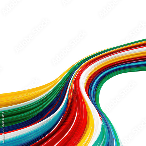 Colorful swirling lines create dynamic patterns in abstract art with vibrant hues and smooth transitions