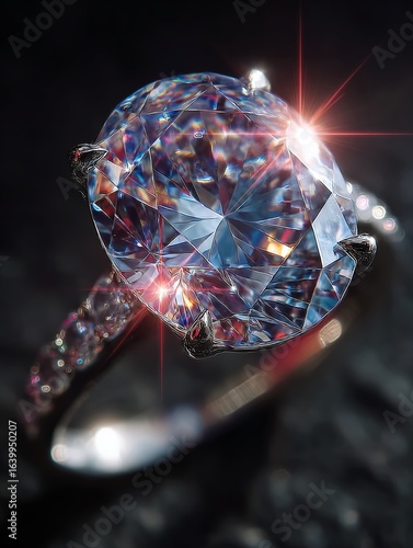 Exquisite Diamond Ring An Ethereal Glamor Shot Capturing Flawless Sparkle and Elegance